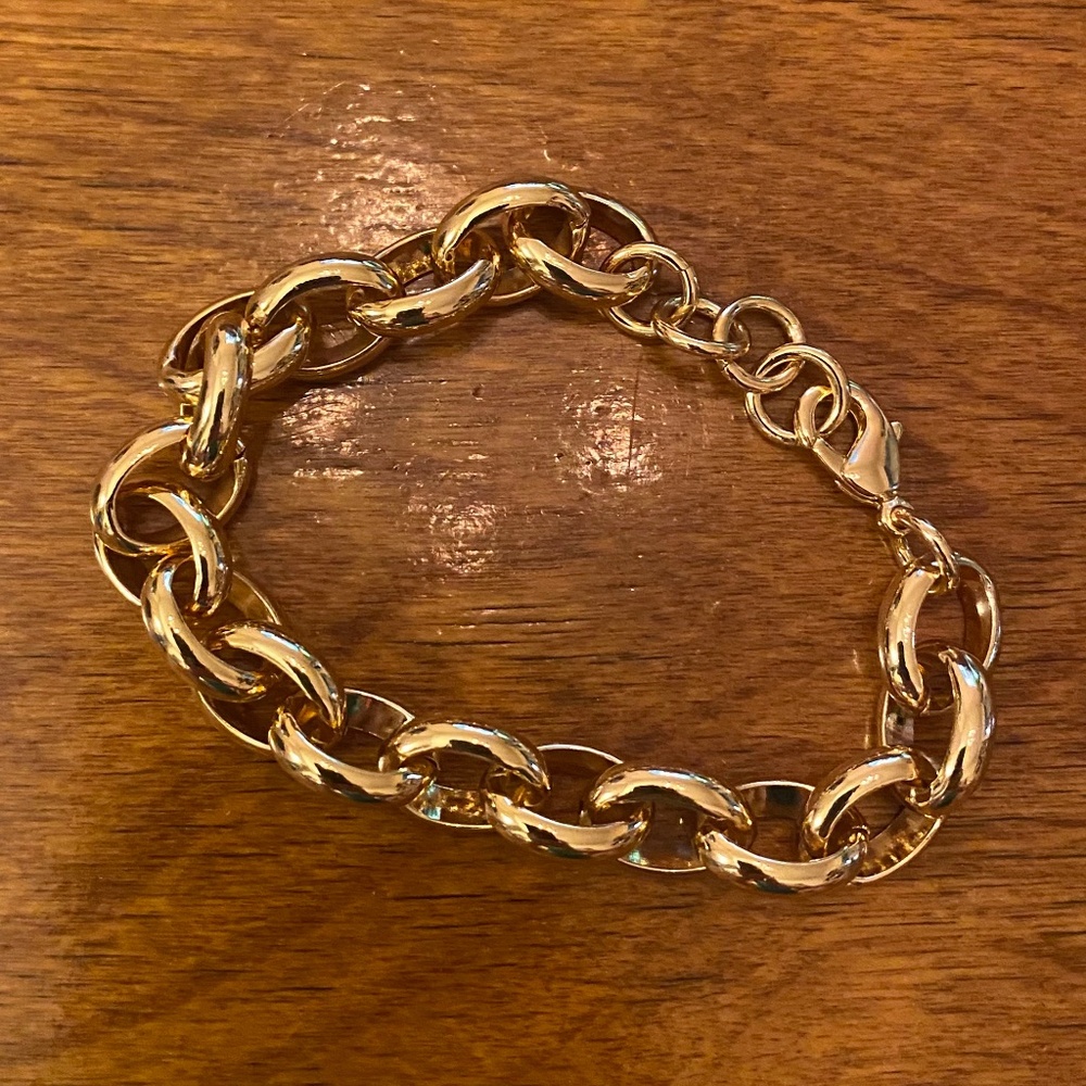 Gold Chunky Round Chain Bracelet 8"
